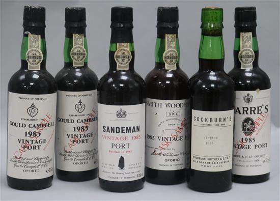 Six half bottles of 1985 vintage port